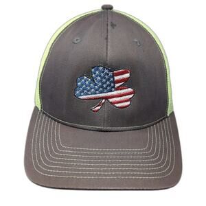 Fahrenheit Trucker Hat Brown Green One Size American Flag Shamrock Mesh Snapback